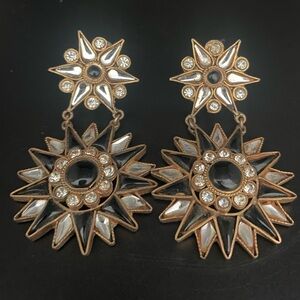 Art Nouveau Starburst Clip Ons Vintage Earrings